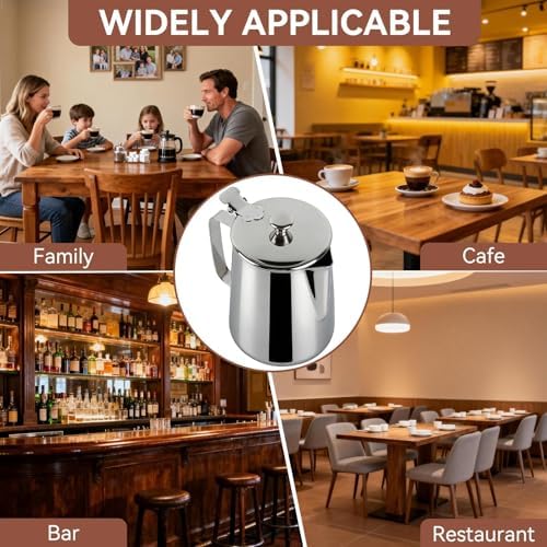 Stainless Steel Pitcher with Lid, 600ml Stainless Steel Milk Frothing