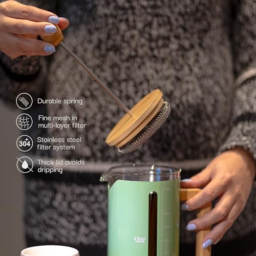French Press Coffee Maker, 34 oz, Mint Green