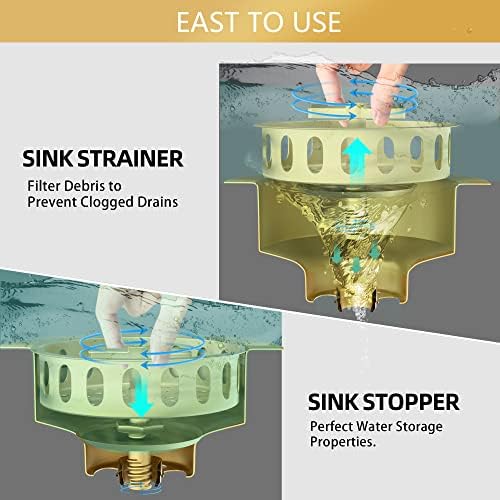 Gold Sink Drain Strainer, 3-1/2 Inch, Stainless Steel
