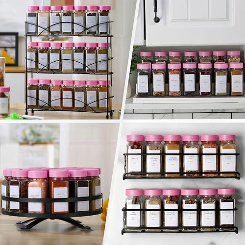 24 Spice Jars with Labels, 4oz Seasoning Jars for Cabinets, Drawers