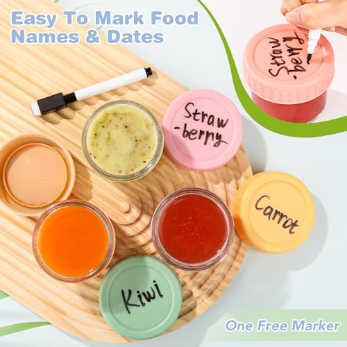 RowinsyDD 4 oz Glass Baby Food Jars with Lids, 20 Pack