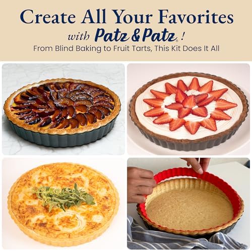 Classic All-in-One Tart Pan 9 Inch Removable Bottom Set with Patented