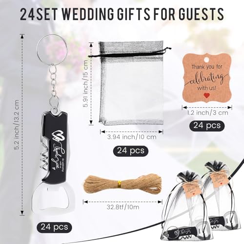 Vesici 72 Pcs /24 Set Wedding Favors Bottle Opener Keychains, Black