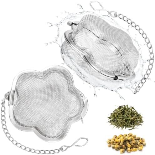 2 Pack Tea Infuser for loose tea,2.3 inch Flower Design Stainless
