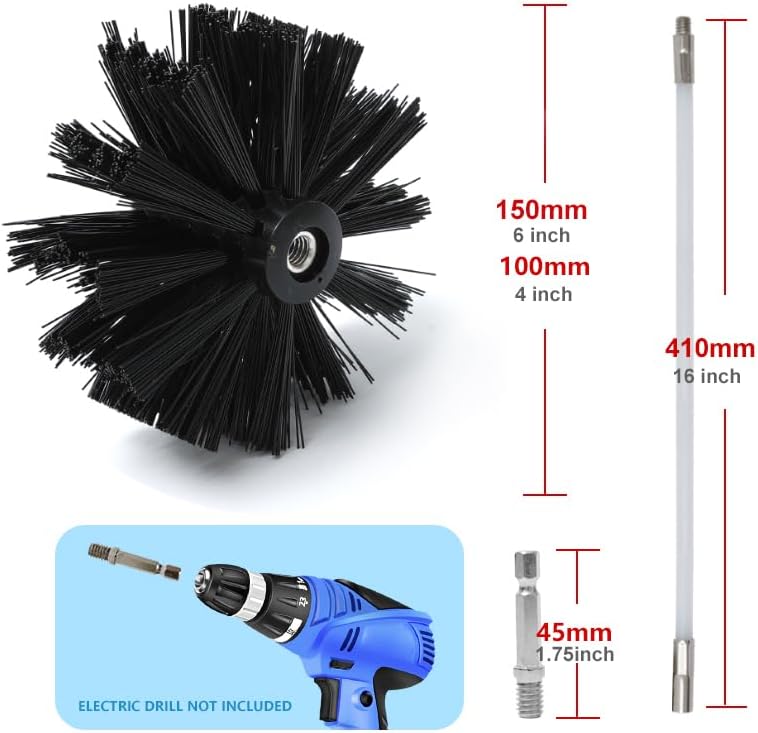 Particle Furnace Cleaning Brush, 4"/6" Brush,Chimney Brush,Dryer Vent