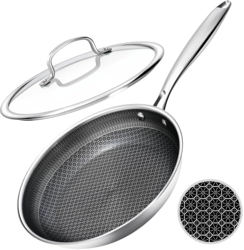 USELUCK 8-Inch Frying Pan. Hybrid Non stick Frying Pans with Glass Lid