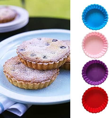 8 PC Silicone Quiche Pan, 4 Inch Fluted Mini Tart & Pie Molds