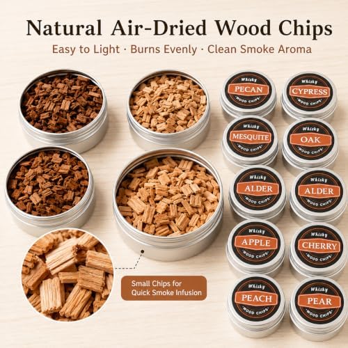 Cocktail Smoker Wood Chips, 10 Flavors for Whiskey and Bourbon