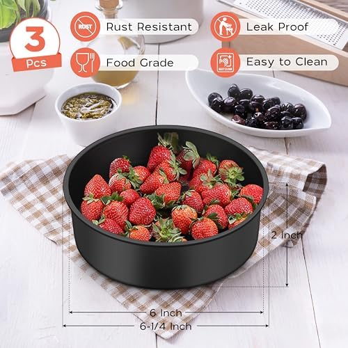 Onader 6 Inch Small Cake Pans Sets of 3 for Baking, Round Smash Cake