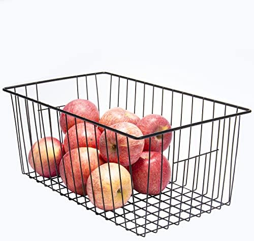 16inch Upright Freezer Organizer Baskets, Pack 3, Black