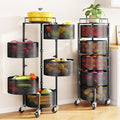 SNTD 5-Tier Fruit and Vegetable Basket Bowls for Kitchen, Rotating, Black