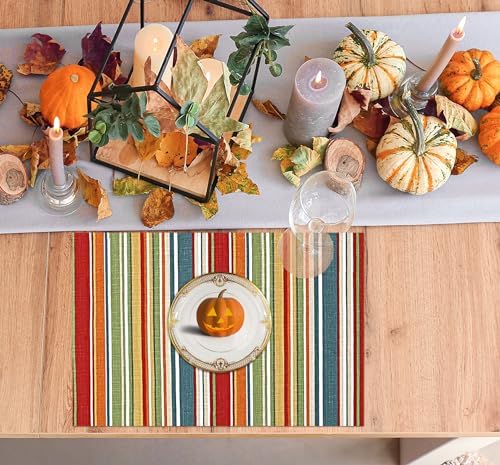 Ruvanti Placemats Set of 6, 100% Cotton Place Mats of 13"x19", Multi