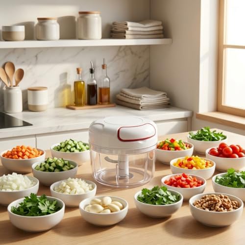 Manual Pull String Food Chopper, Portable Kitchen Mincer for