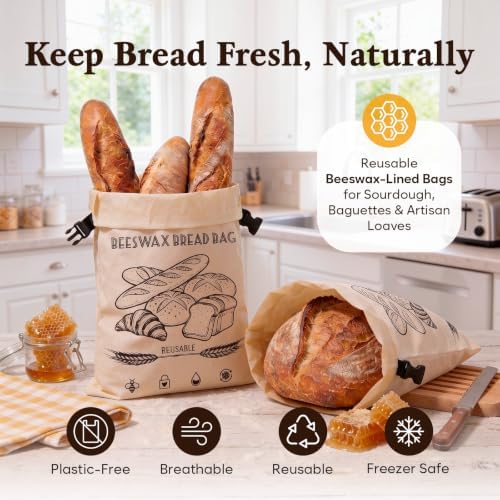 Reusable Beeswax Bread Bag with Zipper