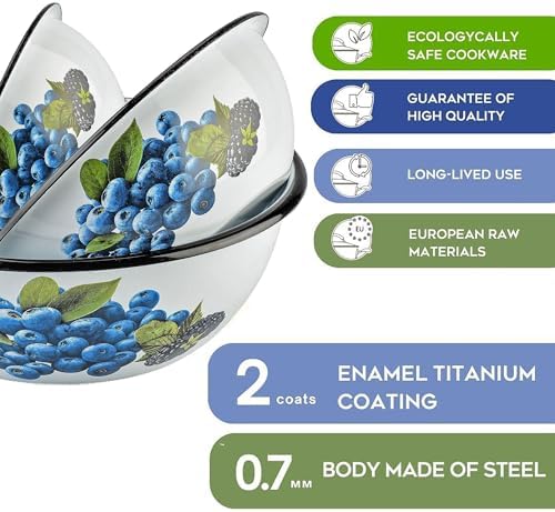 STP GOODS Enamel Bowl Set of 3 pcs Enamel Serving Bowls, Enameled