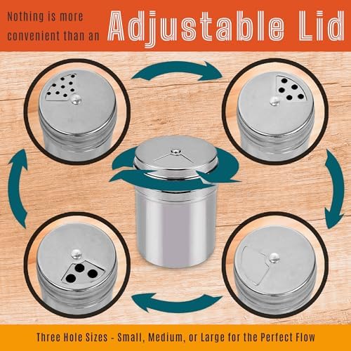 12-pack 6oz Metal Seasoning Containers with Adjustable Lid -192 Labels