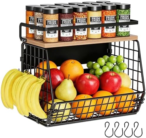 Magnetic Shelf for Refrigerator, Black, Large Produce Bin