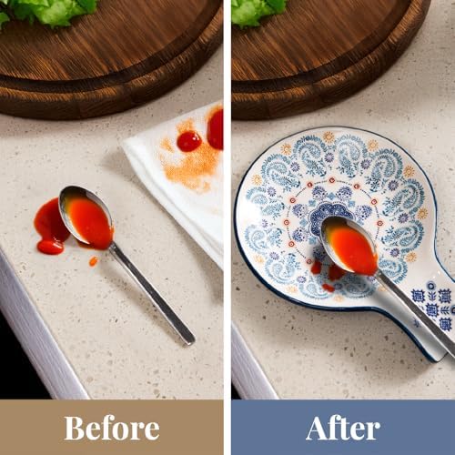 Bico Blue Talavera Ceramic Spoon Rest for Stove Top, Kitchen Holder