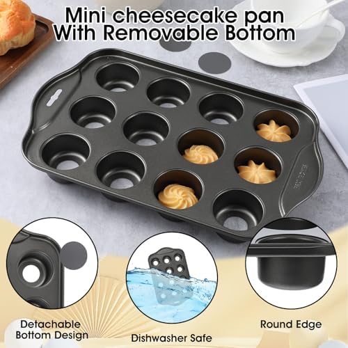 2 Pack Mini Cheesecake Pans Removable Bottom 12 Cavity Mini Cupcake