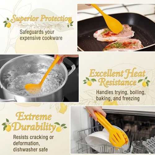 7 Pcs Lemon Kitchen Decor and Accessories Silicone Cooking Utensils