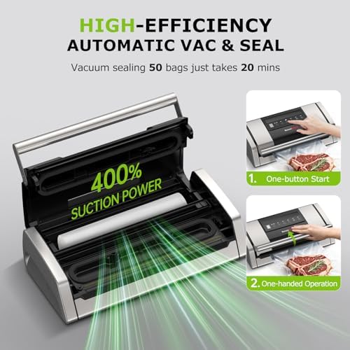 Bonsenkitchen Vacuum Sealer for Food, Digital Timer