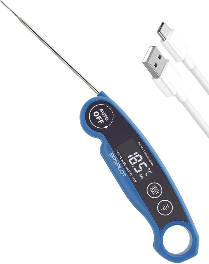 Digital Meat Thermometer Rechargeable, Waterproof Kitchen Cooking Thermometer by BravePilot