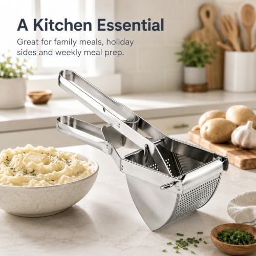 22 oz Potato Ricer & Masher, Heavy Duty Stainless Steel Potato Press