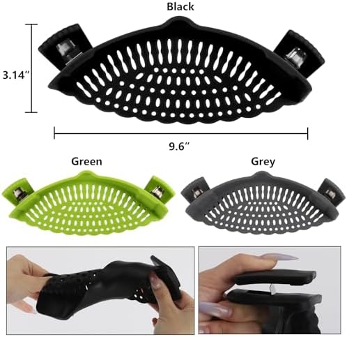 3 Pcs Silicone Clip-on Food Strainer Pasta Strainer for All Pots and