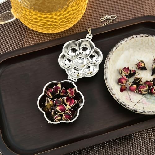 Elsjoy Set of 8 Loose Leaf Tea Infusers with Chain and 8 Drip Trays