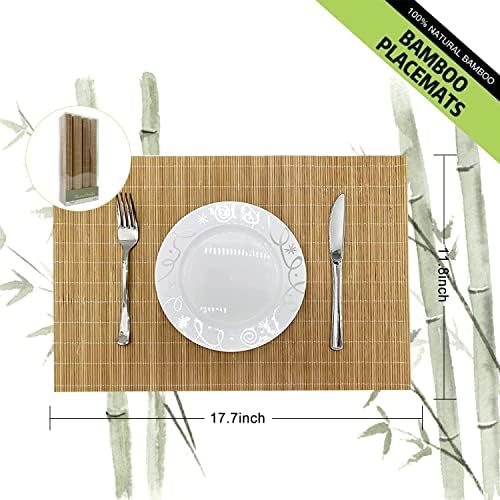 Set of 8 Pcs Bamboo Placemats Sushi Rolling Mat Japanese Style Natural