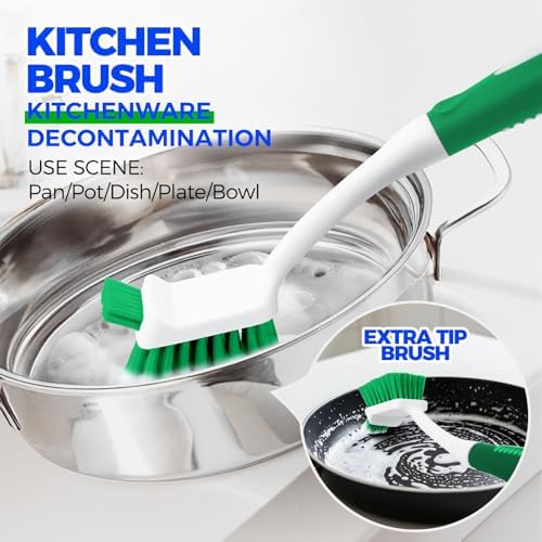 Holikme 5 Pack Cleaning Brushes for Kitchen and Floor, Green