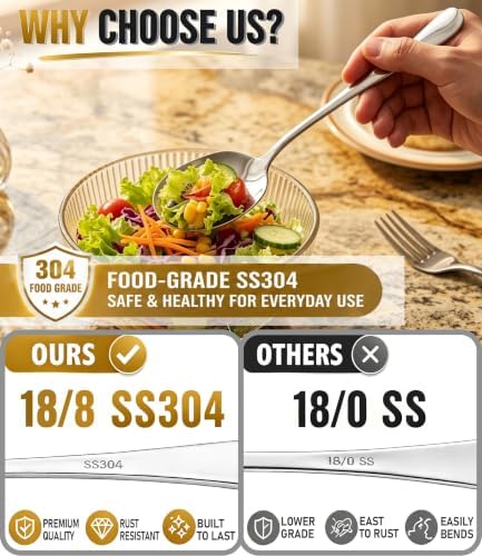 4-Piece Serving Spoons, 18/8 stainless steel Spoon, Large Buffet