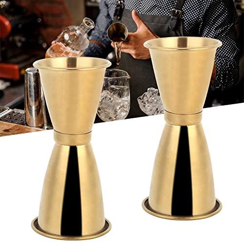 Fdit Cocktail Jigger, 2Pcs Gold Stainless Steel Double Head Cup ((gold