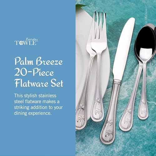 Towle Everyday Palm Breeze Flatware Service for 4, 20 Piece Set, 18/0