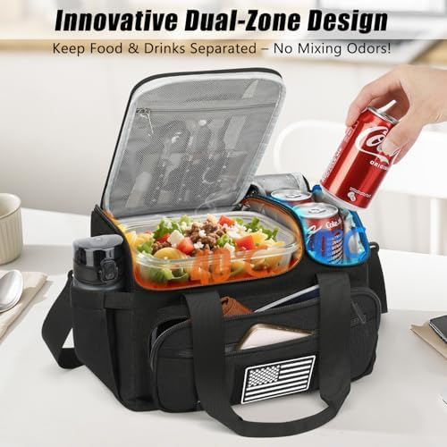 Lunch Box for Men Women, 15L Insulated Lunch Bag with Hot/Cold