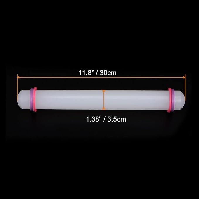 HARFINGTON Fondant Rolling Pin 12 Inch x 1.38 Inch Adjustable Guide Rings - Image 2