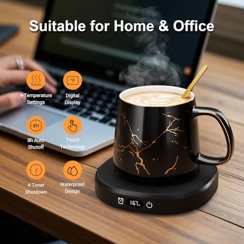Coffee Mug Warmer & Luxury Marbling Mug Set, Electric Cup Warmer for