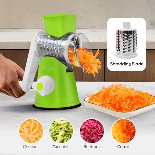 3-in-1 Rotary Cheese Grater with Suction Base