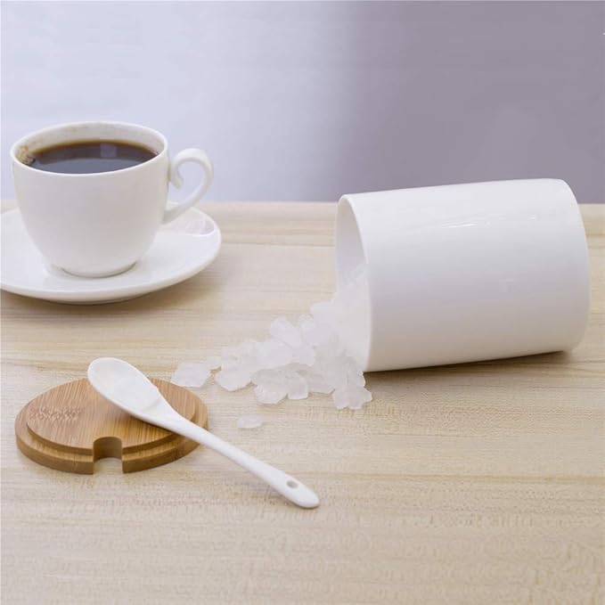 Ceramic Sugar Bowls with Bamboo Lids and Spoons-June Sky Muti-Functional Round - Image 4