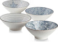QINLANG 38 oz Japanese Ramen Bowls, Ceramic Set of 4 for Cereal, Soup
