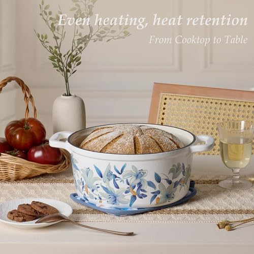 CAROTE Enameled Cast Iron Dutch Oven, 5QT