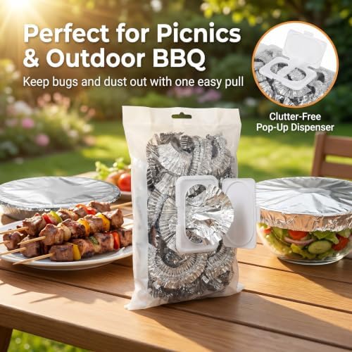 Reusable Aluminum Foil Food Covers & Silicone Lids, 46Pcs