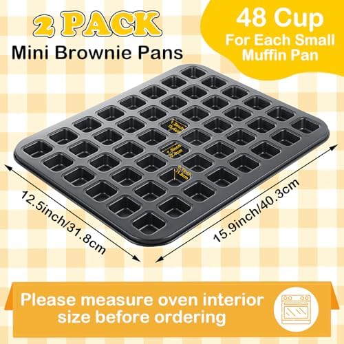 2 Pack Mini Brownie Bites Pan with Dividers, Small Square Muffin Pans
