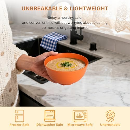 Homienly Plastic Bowls Alternative, Unbreakable Wheat Straw Cereal