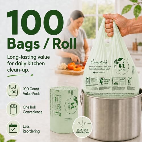 UNNI 1.6 Gallon Compostable Bags, 200 Count