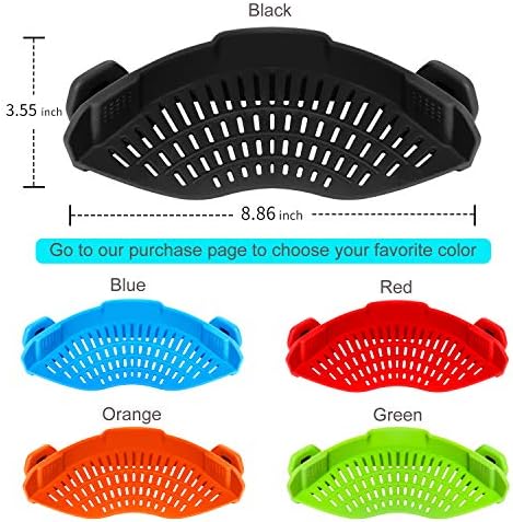 AUOON Clip On Strainer Silicone for All Pots, Standard 8.86 x 3.55in