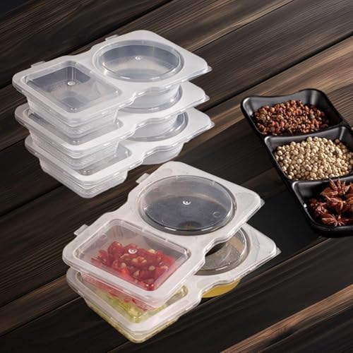 Lotusland 20PCS Double Compartment Condiment Container, Portable