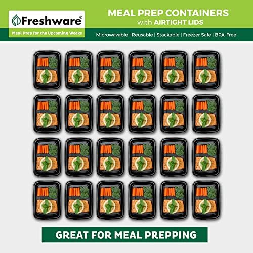 Freshware Meal Prep Containers [15 Pack] 1 Compartment Food Storage