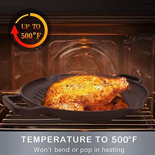 12.6" Cast Iron Grill Pan, Pre-Seasoned Skillet with Dual Handles