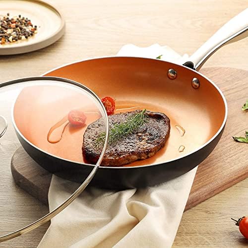MICHELANGELO Frying Pan with Lid, Nonstick 8 Inch Frying Pan with
